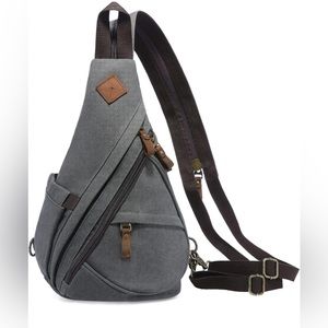 Gray Canvas Crossbody Bag